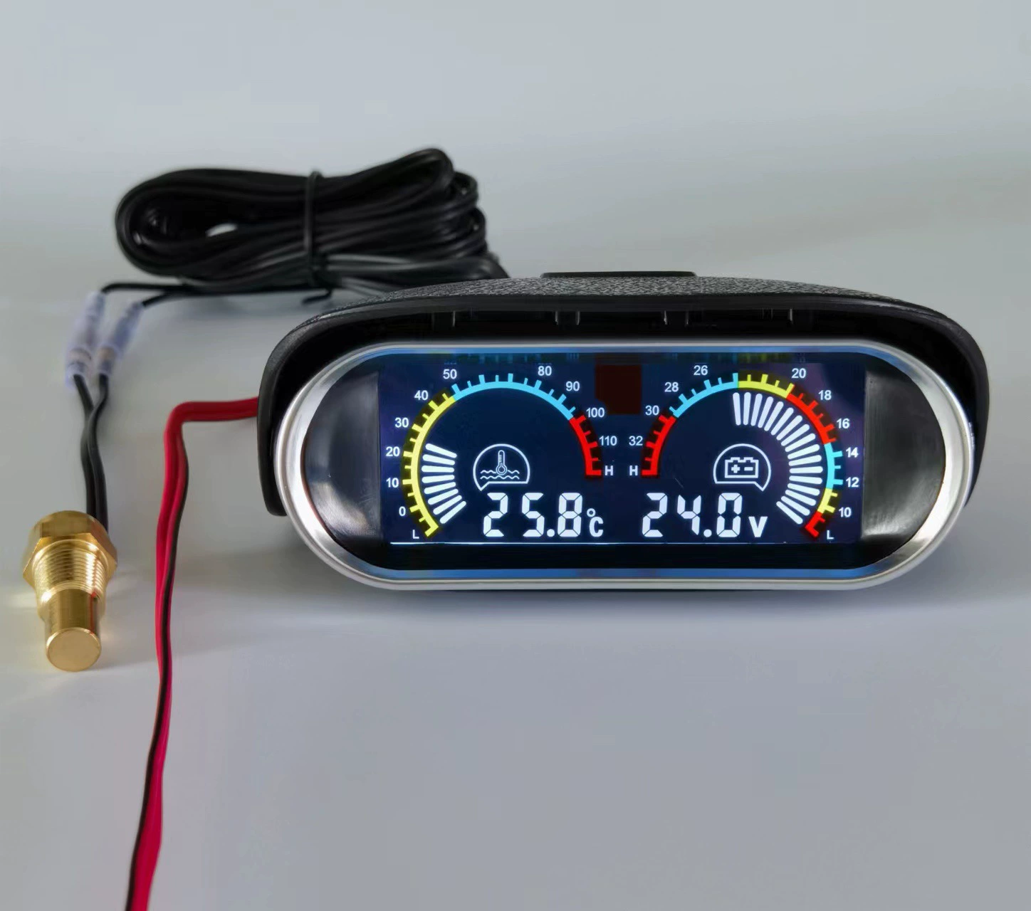 Цифровой дисплей, вольтметр температуры воды, сельскохозяйственное транспортное средство, автомобиль, грузовик, экскаватор, модифицированный измеритель температуры воды, горизонтальный ЖК-дисплей, комбинация 12 В 24 В