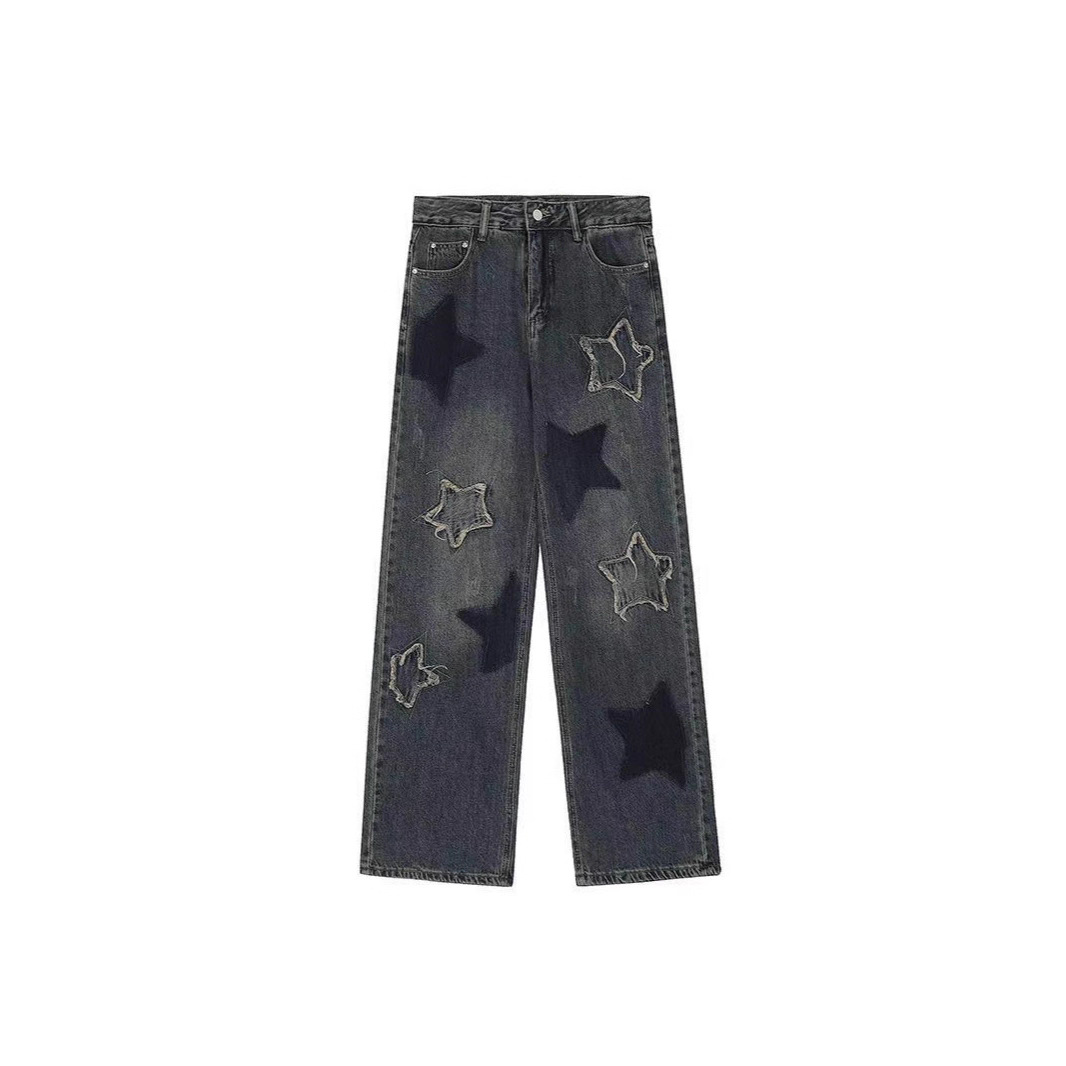Five-pointed Star High Street Jeans For Women, Trendy Brand, Loose Straight Fit, Plus Size, Summer Hip-hop European And_ecoleips.com