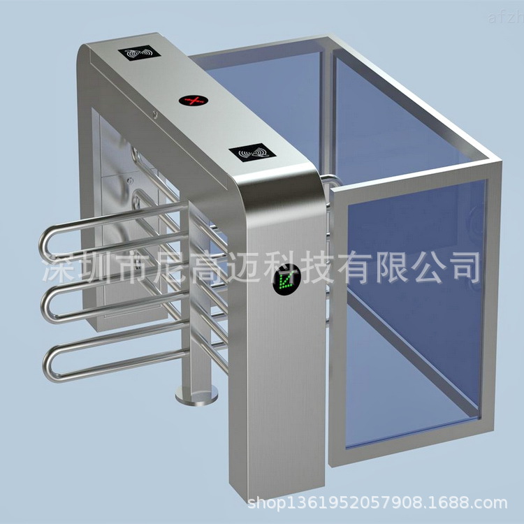 供应半封闭式电动旋转闸门禁考勤双向十字半高闸机超市景区单向门