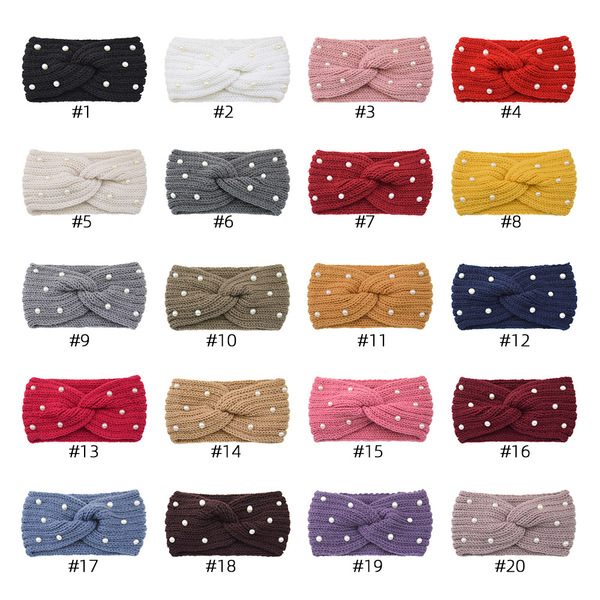 keep warm knitted headband pearl