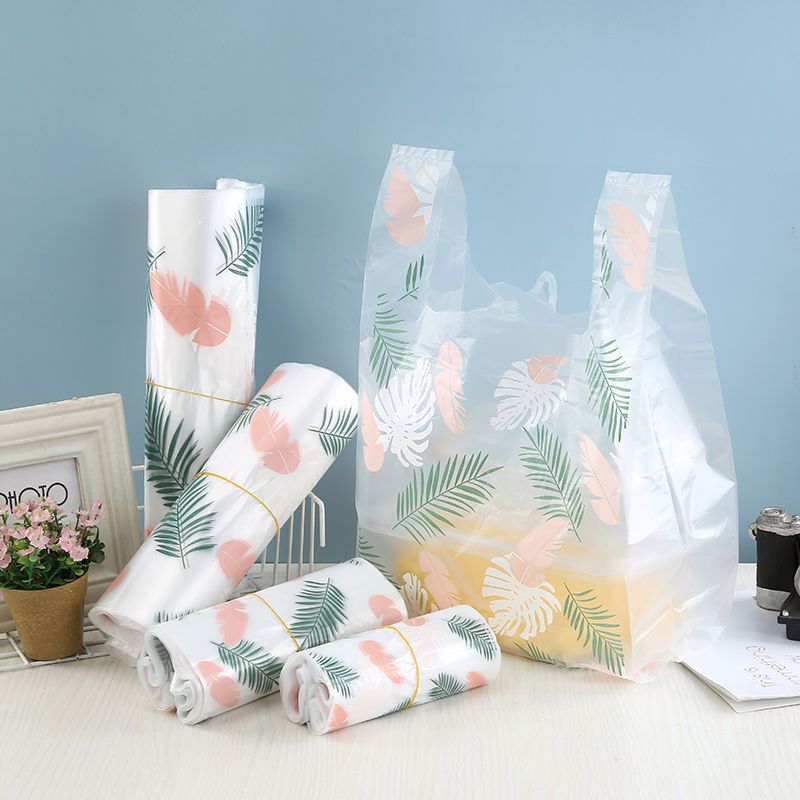 羽毛子手提袋打包外卖袋食品袋加厚背心式烘焙水果购物袋