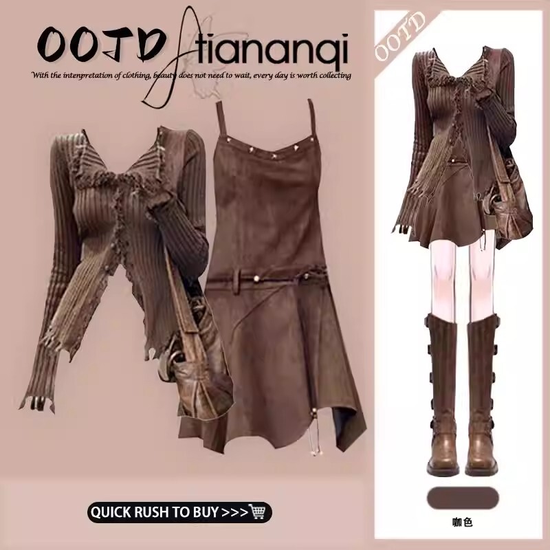Korean Style Loose Long-Sleeved Shirt + Knitted Vest 2026 New Spring French High-Waisted Pleated Skirt Set