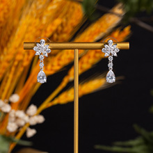 亮雅丽人韩版热卖锆石耳坠新娘首饰水滴流苏耳环女生饰品厂家批发