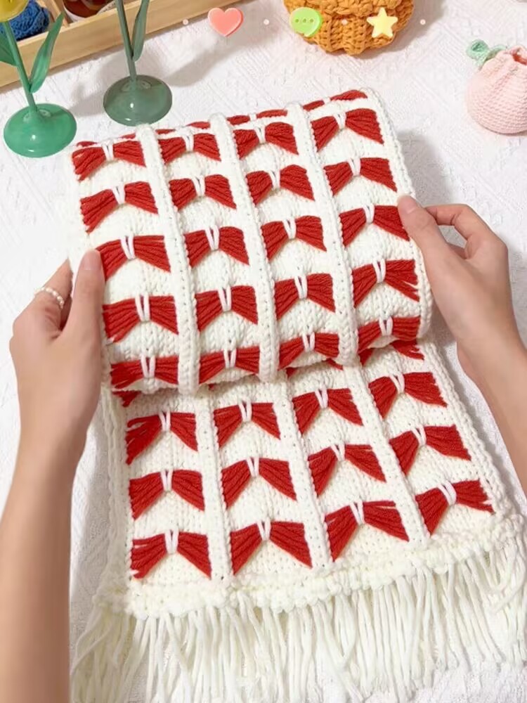 蝴蝶结围巾毛线手工编织diy情人棉牛奶棉毛线团自织围巾diy送女友