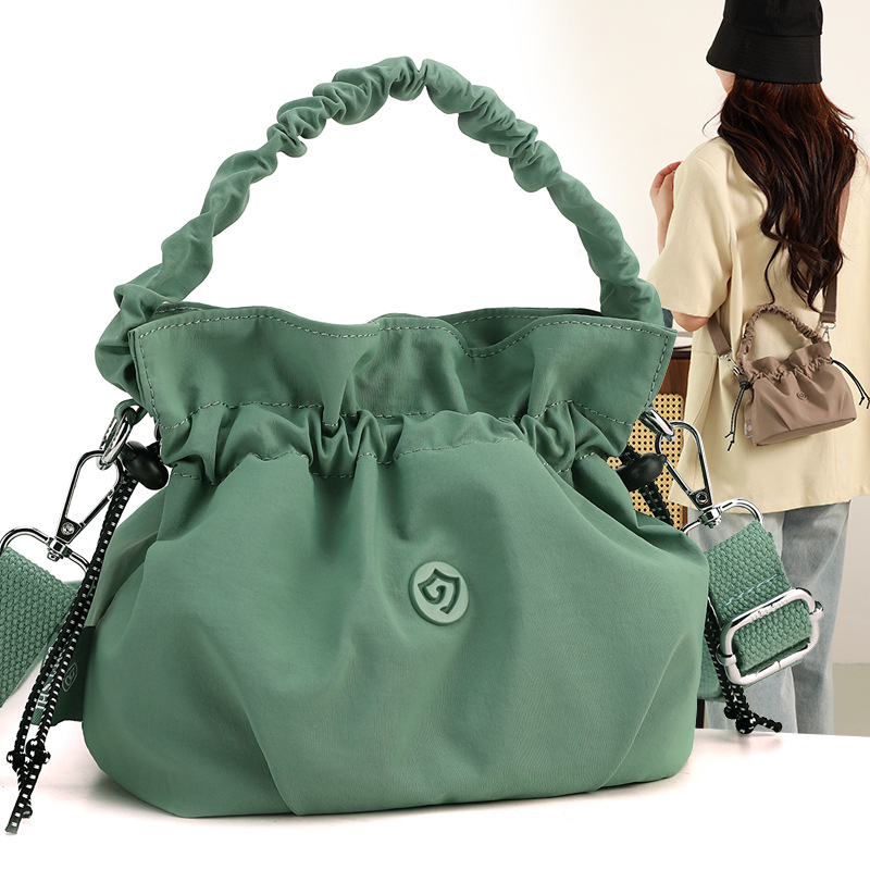 新款水桶包 马克龙抽绳水桶包 百搭手提包包斜挎包女 斜挎小包包