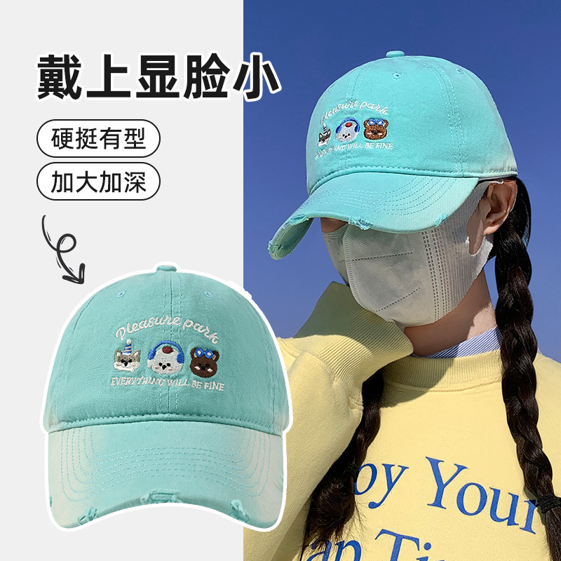 2025 nuevo sombrero de sombrero de protección solar, sombrero de béisbol, sombrero de cabeza grande, sombrero de lengua ancha, sombrero de mujer, cara pequeña y profunda