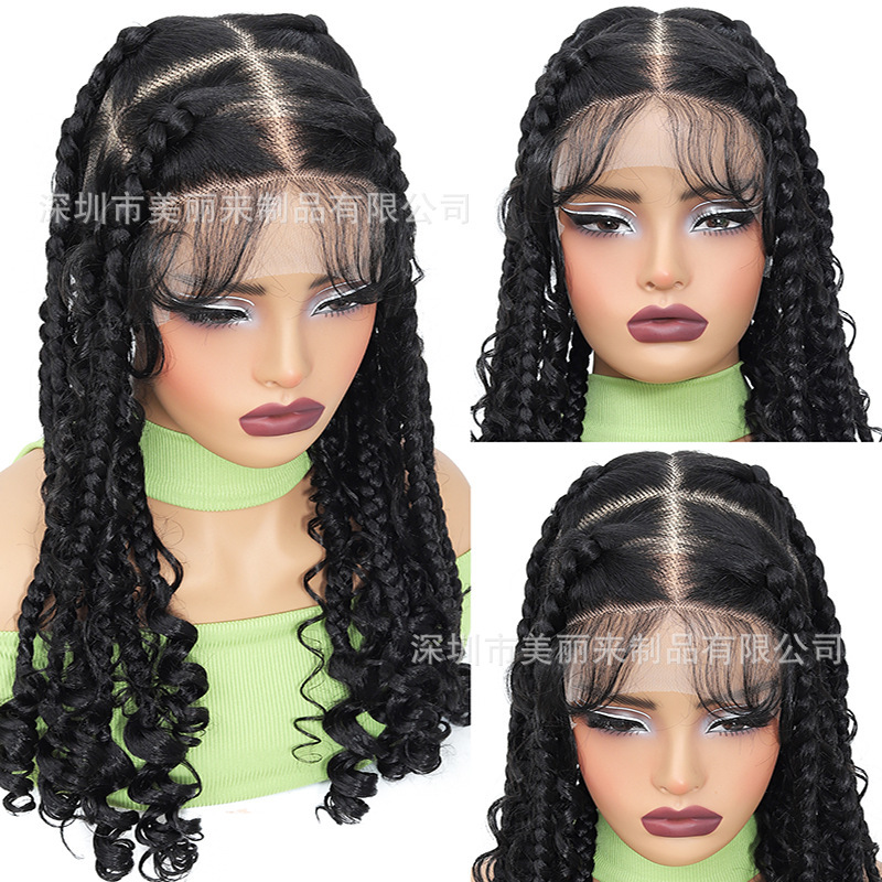 20 Inch Full Lace Braid Wig Pair Wig Chemical Fiber Braided Curved Hair Set Braided Lace Wig