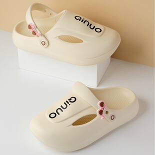 Cute Cave Shoes Women's Summer Outwear Top-covered Fashionable All-match Two-wear Sandals and Slippers Thick-soled Shoe Seaside Beach Shoes