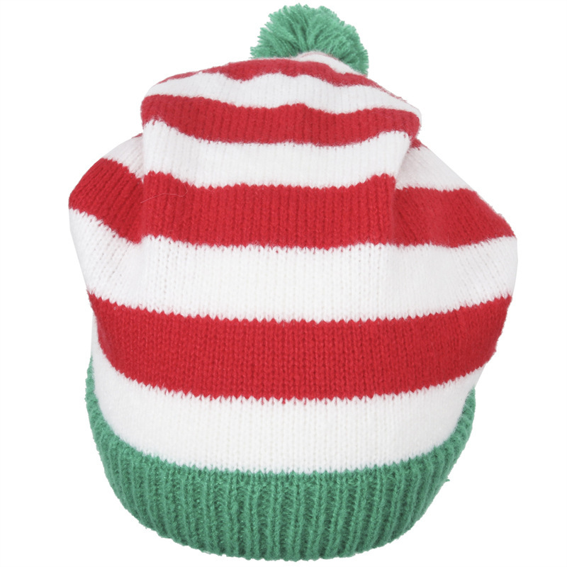 Christmas hat Adult knitted Christmas hat Elf Santa Beanies Red and green knitted crochet hat_voghion.com