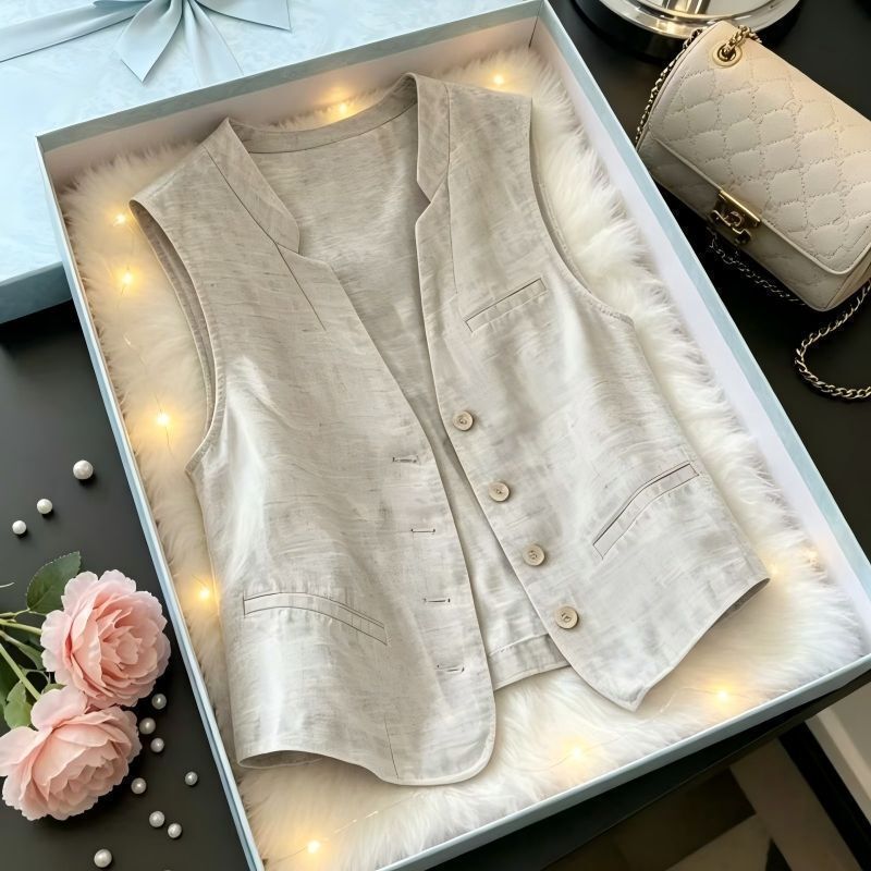 2026 Summer Sleeveless Thin Vest New Casual Loose Suit Vest Fashionable Outerwear Vest 2026 Summer Sleeveless Thin Vest New Casual Loose Suit Vest Fashionable Outerwear Vest