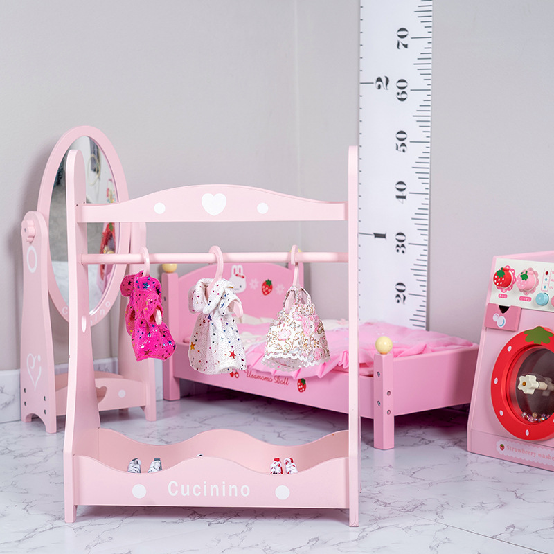 Nuevo juego de juguetes de madera para lavadora infantil para jardín de infancia, cama de muñecas realista, regalo de cumpleaños para niñas.