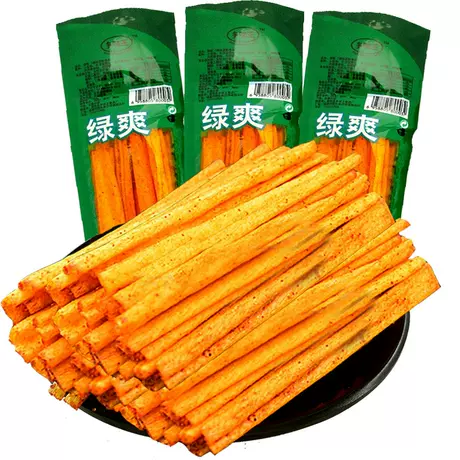 Green spicy strips, 5 packs, approximately 15g per pack