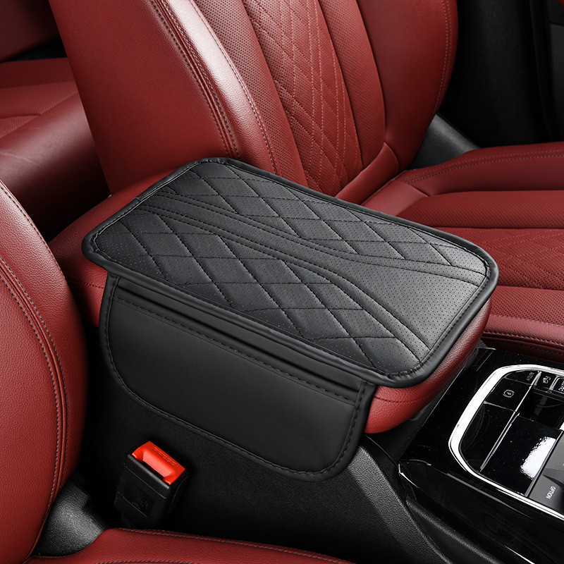Car Center Console Armrest Box Pad, Widened and Thickened Leather Armrest Storage Box Pad, Universal Car Storage Bag, Multifunctional