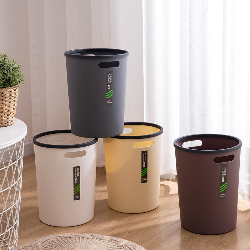 简约光面彩色垃圾桶厨房大容量卧室垃圾桶商用办公室客厅纸篓批发