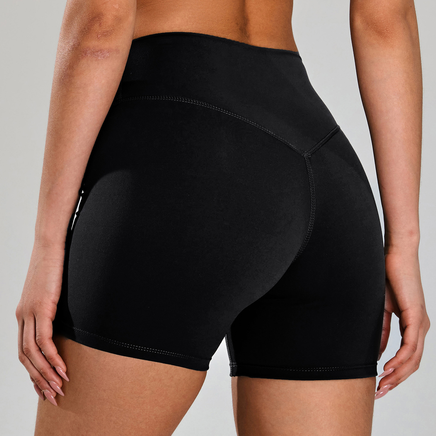 Pantalones cortos de yoga transpirables de secado rápido desnudo transfronterizo, pantalones de fitness de cintura alta para mujer, pantalones cortos deportivos ajustados para correr con glúteos