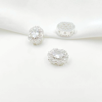 Gold-Plated Micro-Paved Zircon Round Square Zərgərlik ara hissələri - style-6-white-zirconium-125156mm-pure-silver