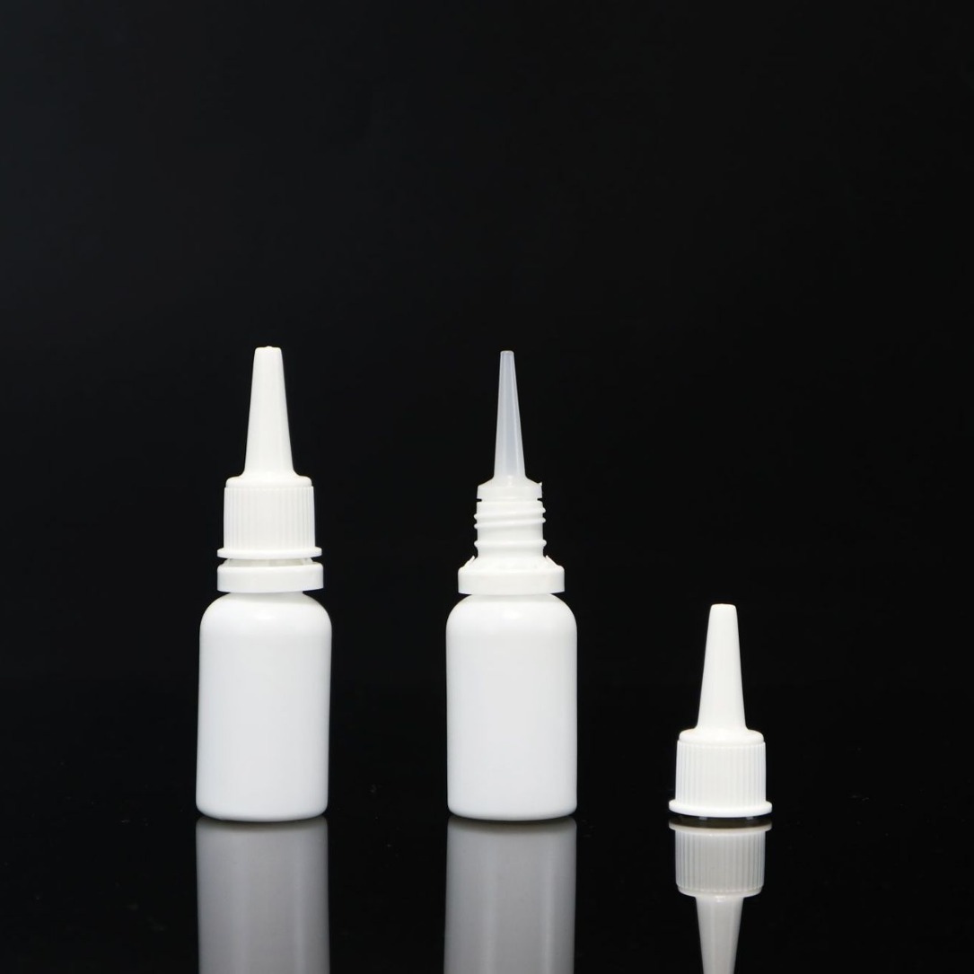 现货PE透明塑料瓶15ml 尖嘴白色保险盖瓶 PE挤压水剂瓶液体分装瓶
