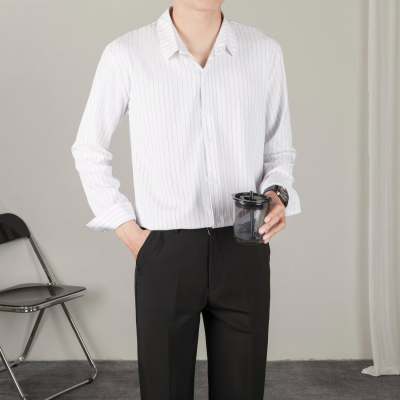 Seamless Shirt Men's Non-Ironing Four-Sides High Elastic Adhesive-Glue Laser Cutting Business Casual Men's Foreign Trade Shirt