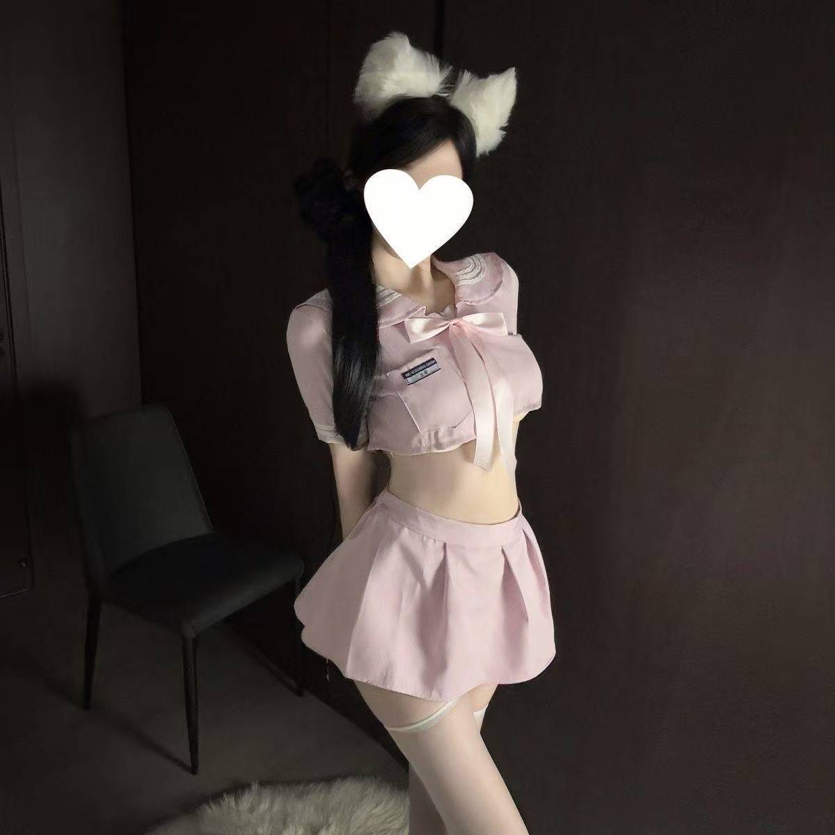 Sailor Student Roleplay Lingerie Set with Pleated Mini Skirt and Stockings — detail image 5