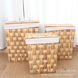 跨境带盖脏衣篓现货编织筐家用衣物收纳筐亚马逊果蔬存储筐