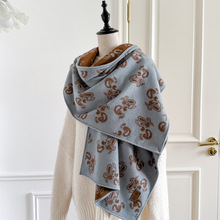 2025年秋冬新款内防风御寒羊毛围巾重磅加厚提花保暖羊毛围脖男女