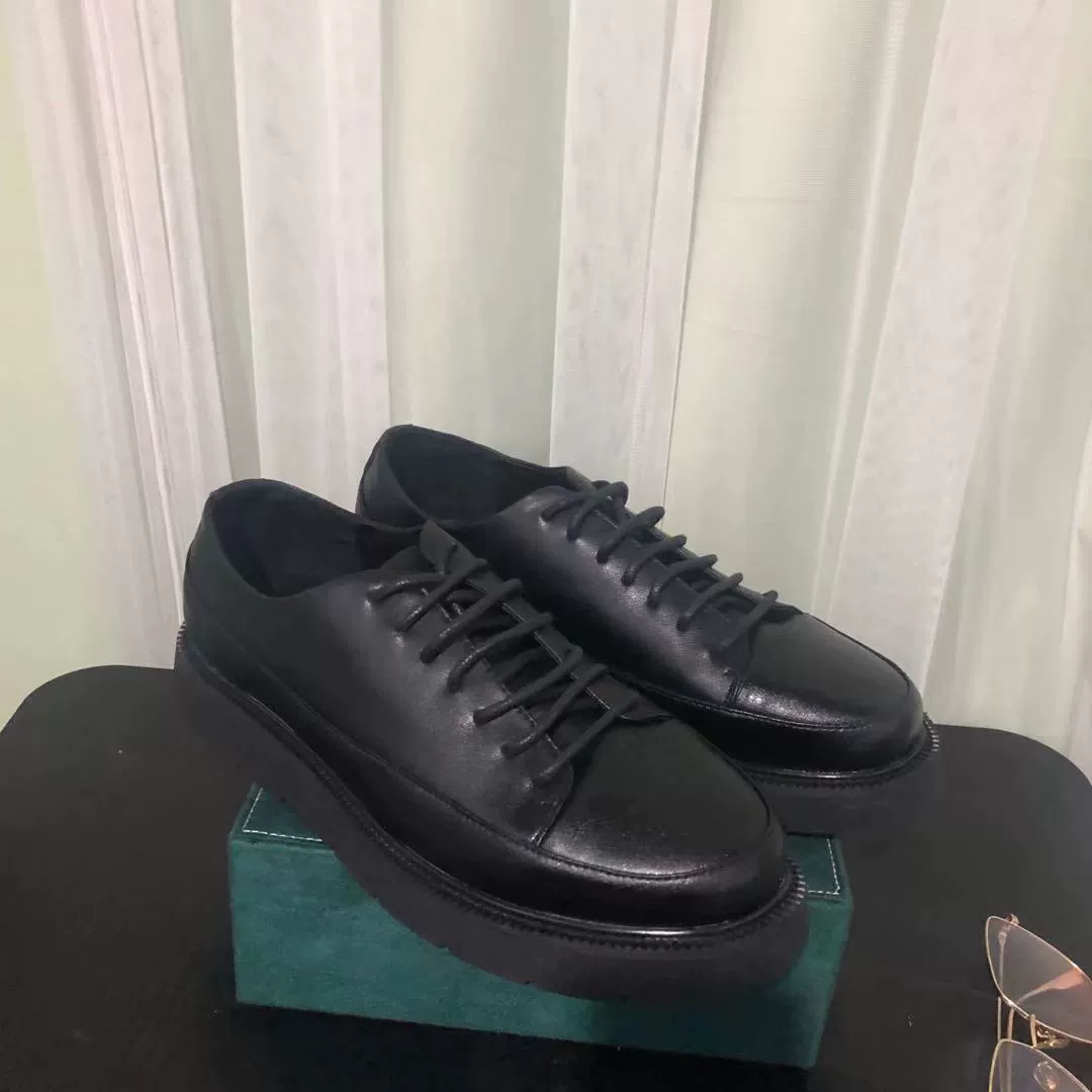 2021 Весенние новые кожаные туфли из воловьей кожи на платформе с низким верхом и круглым носком в стиле ретро британские повседневные кроссовки мужская обувь модный тренд