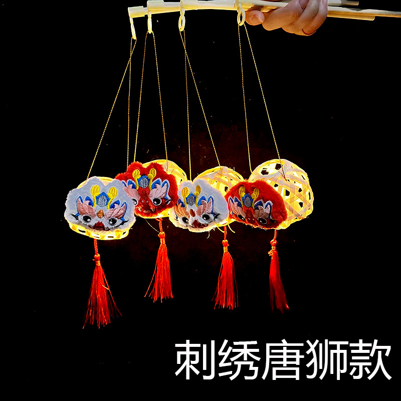 대나무 자수 탕 사자 랜턴