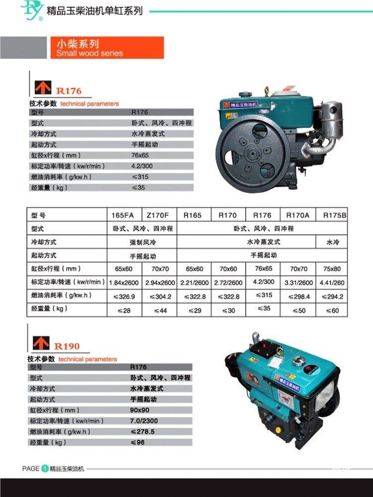 Diesel Engine Small Single Cylinder R180R190 Water-Cooled Engine 4P6 Hand-Held Tractor 8 Horsepower