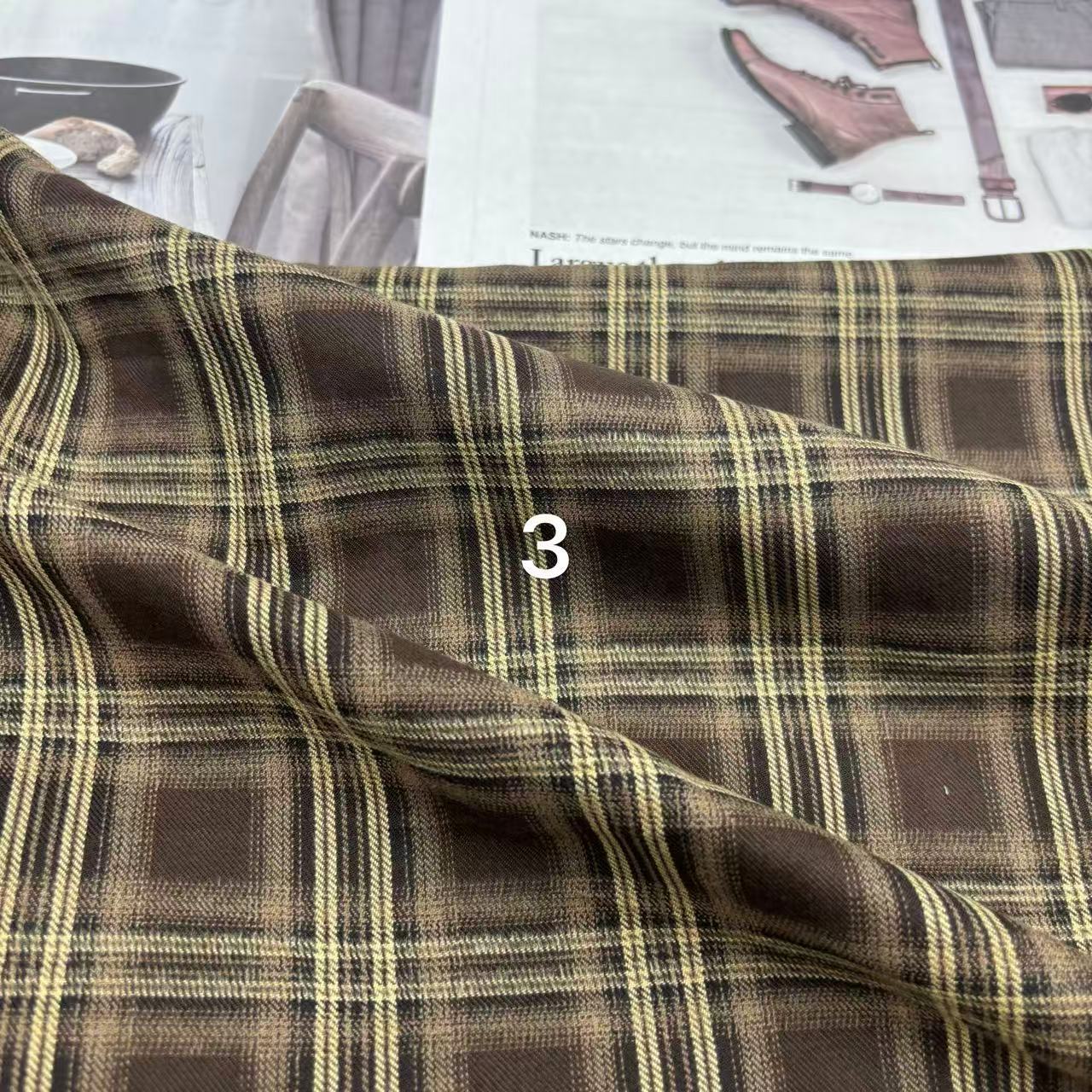 涤人棉磨毛秋冬格子内搭衬衫格复古日系男女童装睡衣连衣裙布料