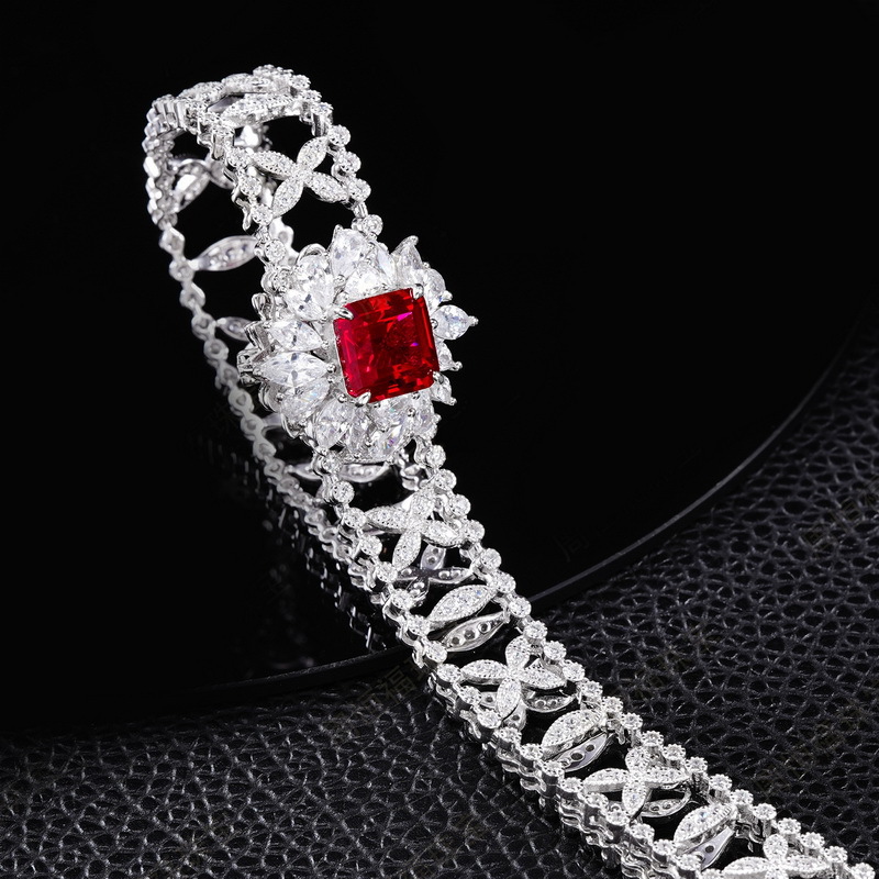 Nuevo diseño transfronterizo de la industria pesada para cultivar esmeraldas Collar de color zambiano S925 de plata para cultivar tesoros de color, lujo ligero