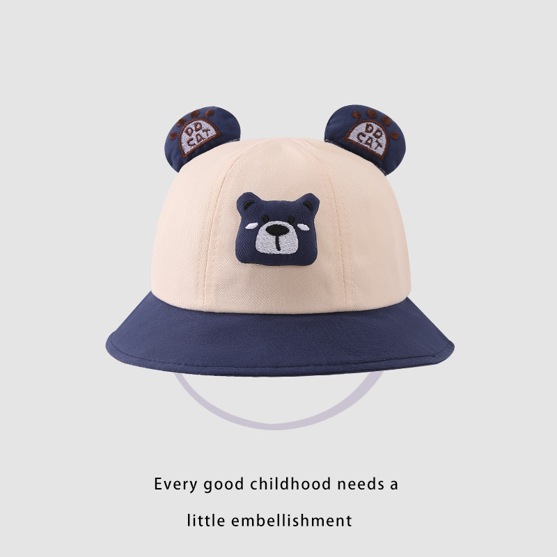 Sombrero de bebé primavera y otoño oso pequeño sombrero de pescador lindo niño niñas sombrero de sol bebé versátil sombrero de sol verano delgado