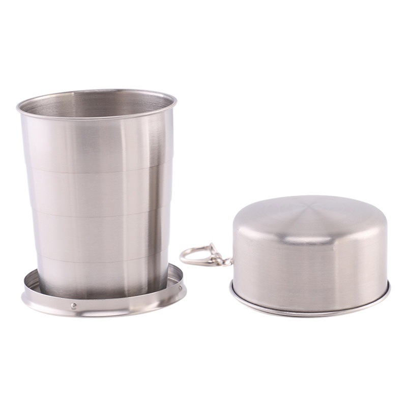 Taza retráctil de acero inoxidable pequeña copa de vino taza de compresión de viaje llavero taza de agua taza portátil taza plegable al aire libre LOGOTIPO fijo