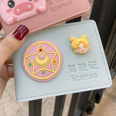Multimediya və saxlama aksesuarları, female driving license two-in-one cartoon - right-driving-blue-set-big-magic-circle-xiaomei-girl-2-card-position