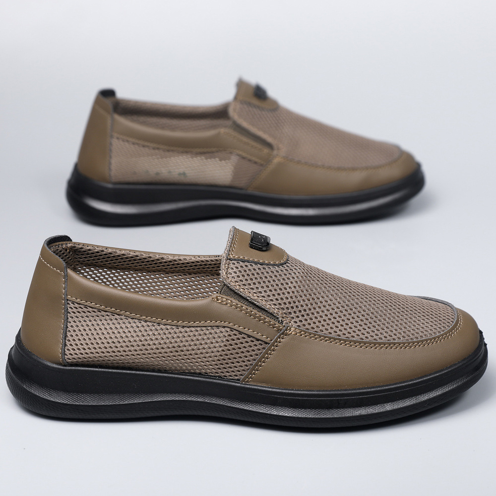 Zapatos casuales de verano nuevos zapatos de poliuretano con suela de malla transpirable para hombres, zapatos de mediana edad cómodos ligeros para padres image 9