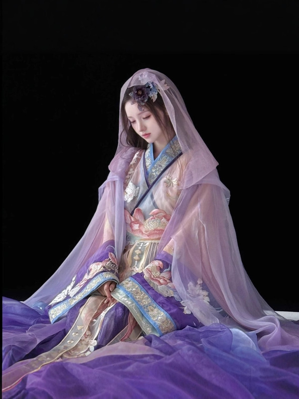 汉服女新品【莲尘】重工刺绣战国袍斗篷仙气多色春夏款套装|undefined