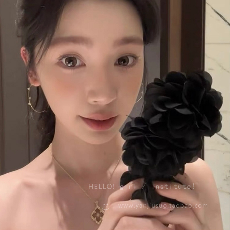 超仙仿真玫瑰花发夹后脑勺气质低马尾百合花朵抓夹氛围感百搭发饰|undefined