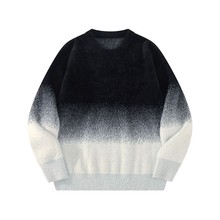 渐变色蓝色氛围感毛衣情侣装秋冬宽松百搭男女高级感慵懒风针织衫