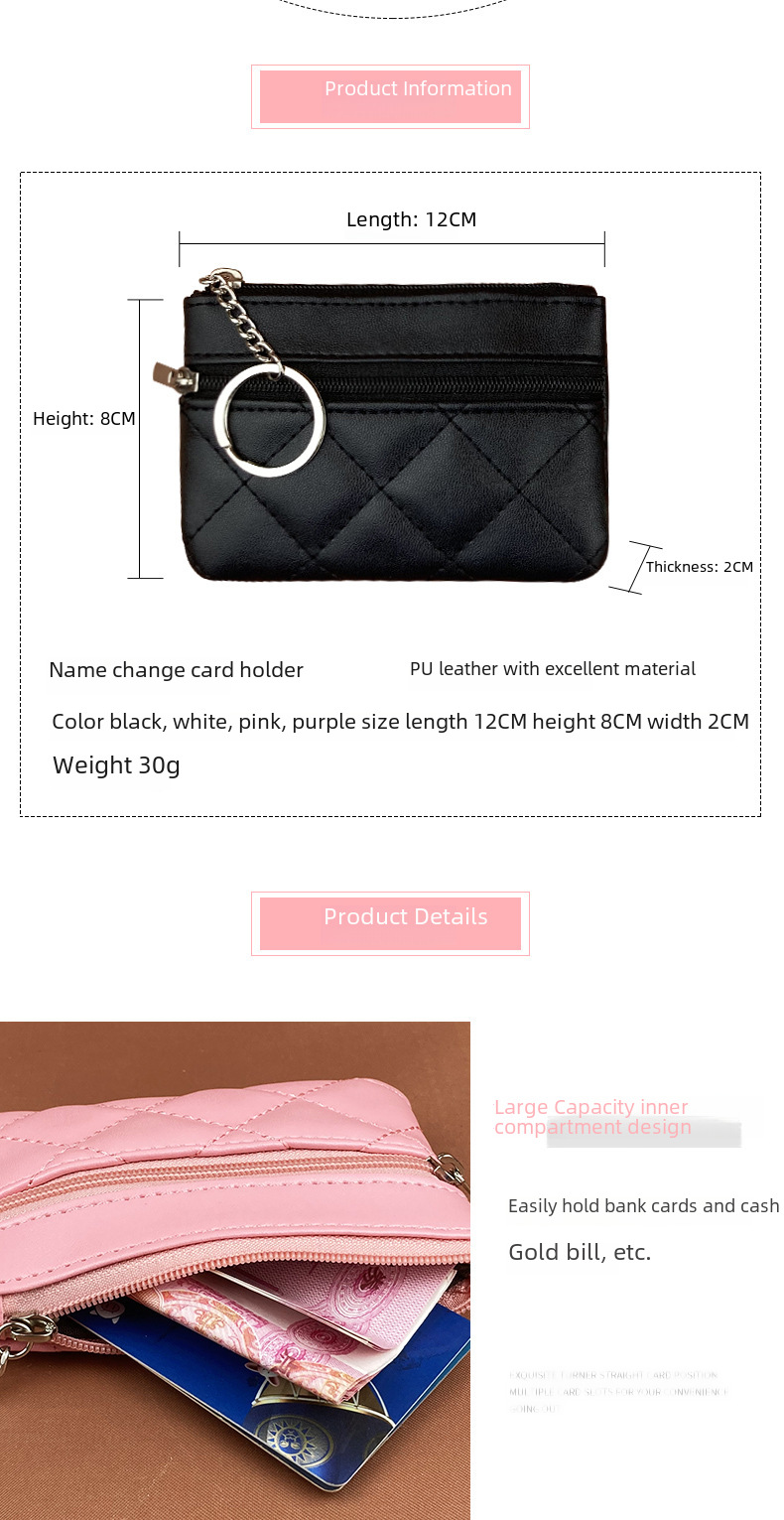 2022 New Arrival Rhomboid Card Holder Short Women's Korean Style Coin Purse Large Capacity Multi-Card Zipper Wallet_voghion.com
