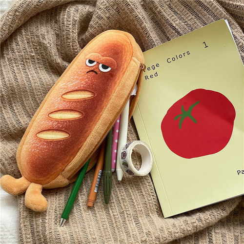 Japanese ins style cute plush bread toast pencil case large capacity student personalized stationery box pencil case