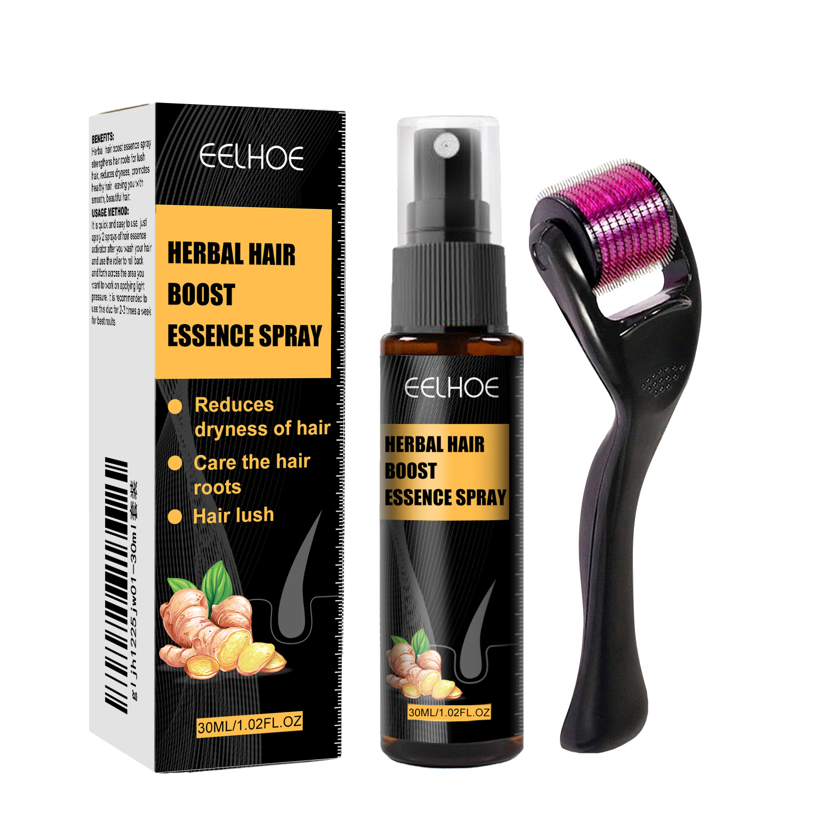 EELHOE Herbal Anti-Fall Roller Essential Oil Prevents Thick Hair Loss Hair Scalp Moisturizing Nutritional Care Solution_voghion.com