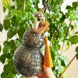 Retro Alloy Toothpick Holder Alloy Gourd Toothpick Box Home Living Room Restaurant Desktop Toothpick Storage Bucket Toothpick Holder