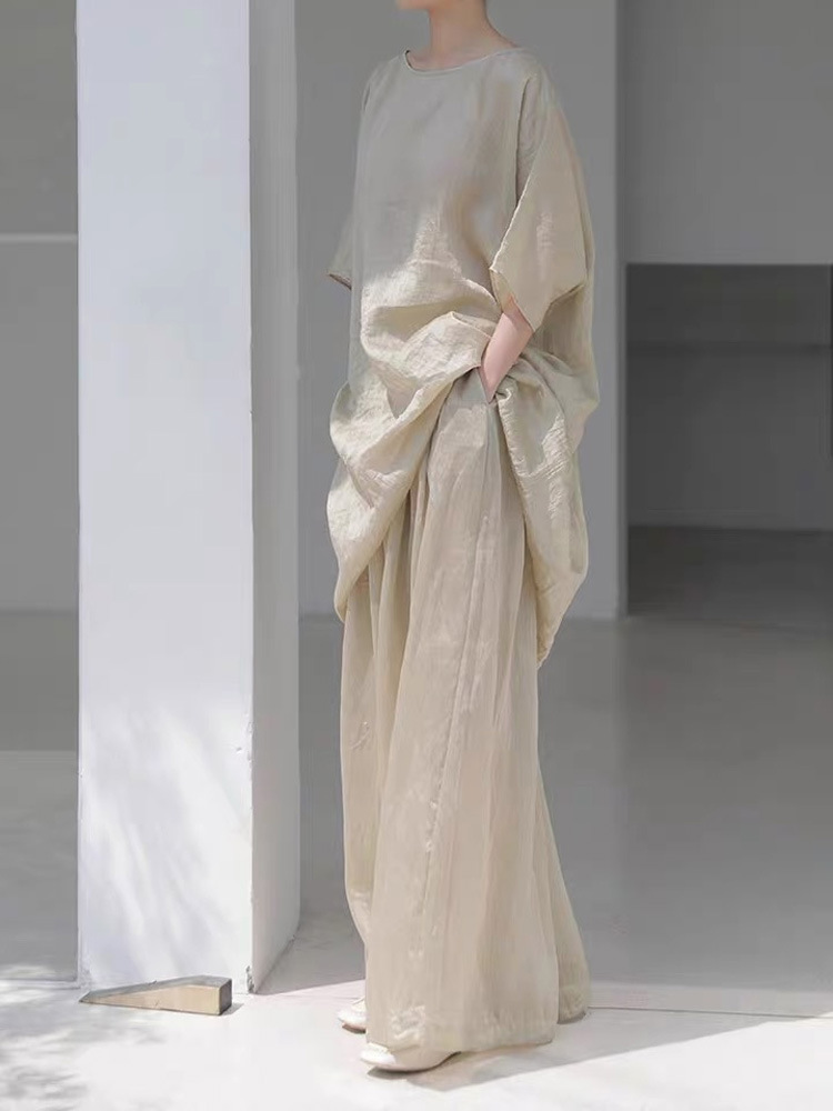Tencel Leinen Bluse Im Chinesischen Stil Damen Midirobe Locker_voghion.com