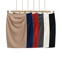 白色职业包臀半身裙女2025春新款气质ol高腰褶皱包裙紧身一步裙潮