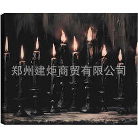 亚马逊跨境外贸款万圣节装饰黑色蜡烛图片帆布印刷品墙壁艺术客厅