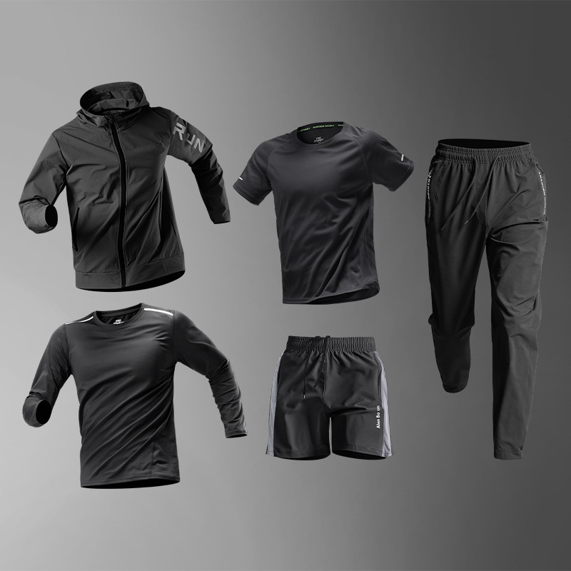 Trajes deportivos para hombres de invierno entrenamiento de invierno ropa de gimnasio chaqueta de secado rápido invierno invierno ropa de correr bicicleta baloncesto set de cinco piezas