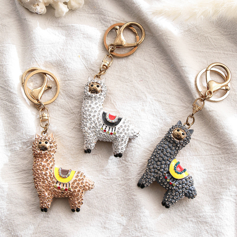 Han edition set auger alpaca creative metal key chain wholesale lovely small gift bags hang oil painting alloy