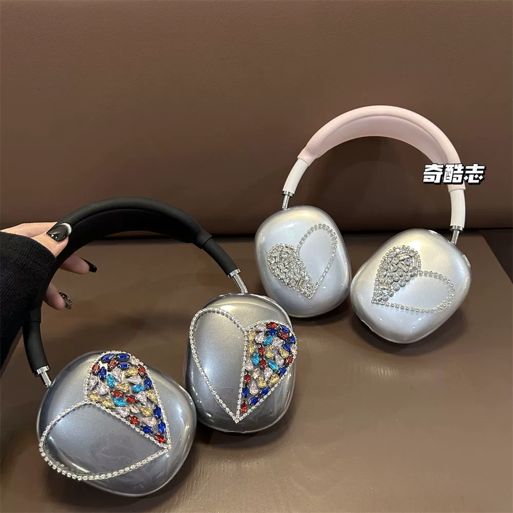Simple silver Flash Diamond Love for Apple Airpods Max Color Flash Diamond Protective Cover Airpodsmax