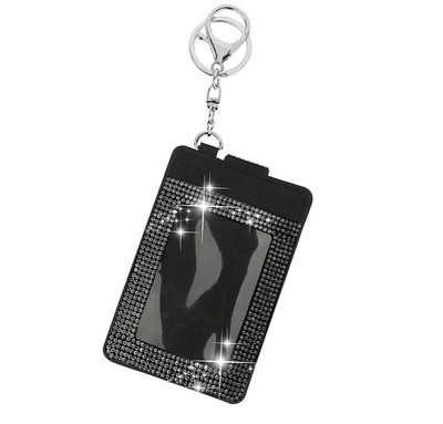 Pu Card Case for Women, Multimediya və saxlama aksesuarları - vertical-card-holder-black-diamond