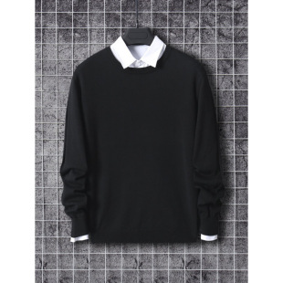 Q 12587 Solid loose men crew neck sweater ��ɫ������ʿ�A�Ië