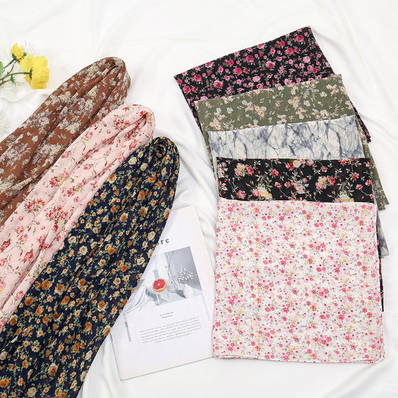 Cross-border New Hot 115 Printed Chiffon Large Square Scarf Spring and Summer All-match Floral Shawl Fashion High-end Headscarf for Women
